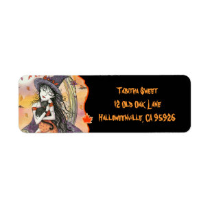 Halloween-Hexenkatze Rücksende-Adressetiketten