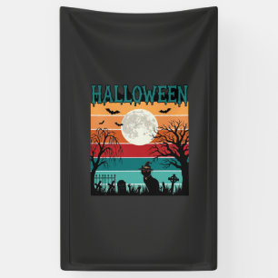 Halloween Hexenkatze Spinnennetz Mond Friedhof_1_1 Banner