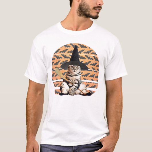 Halloween Hexenkatze T-Shirt (Vorderseite)
