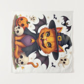 Halloween Hexenkatze Tapestry Wandteppich (Vorderseite (Horizontal))