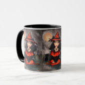 Halloween Hexenkatze Tasse von Molly Harrison (Vorderseite Links)