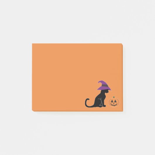 Halloween Hexenkatze und Kürbis Post-it Klebezettel (Vorderseite)