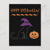 Halloween Hexenkatze und Kürbis Postkarte (Vorderseite)