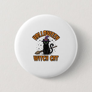 Halloween-Hexenkatze Vintage-Stich-Design_1 Button