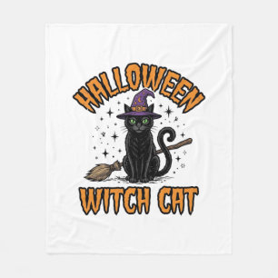 Halloween-Hexenkatze Vintage-Stich-Design_1 Fleecedecke
