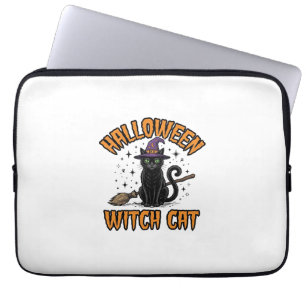 Halloween-Hexenkatze Vintage-Stich-Design_1 Laptopschutzhülle