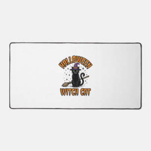 Halloween-Hexenkatze Vintage-Stich-Design_1 Schreibtischunterlage