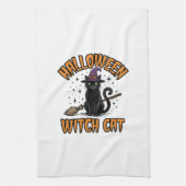 Halloween-Hexenkatze Vintage-Stichdesign_1 Geschirrtuch (Vertikal)