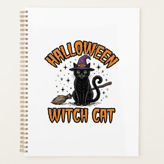 Halloween-Hexenkatze Vintage-Stichdesign_1 Planer (Vorderseite)