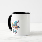 Halloween Hexenkatzen, die Zaubersterne halten Tasse (Vorderseite Links)