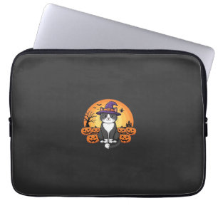 Halloween Hexenkatzen-Kürbis-Mond-Design_1 Laptopschutzhülle