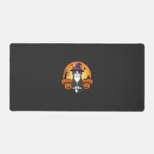 Halloween Hexenkatzen-Kürbis-Mond-Design_1 Schreibtischunterlage
