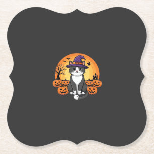 Halloween Hexenkatzen-Kürbis-Mond-Design_1 Untersetzer