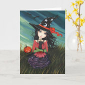 Halloween Hexenkatzenkarte von Molly Harrison Karte (Gelbe Blume)