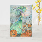 Halloween Hexenkatzenkarte von Molly Harrison Karte (Gelbe Blume)
