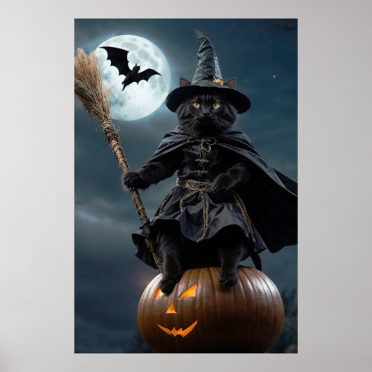 Halloween Hexenkatzenplakat (Closeup-Version) Poster (Vorne)