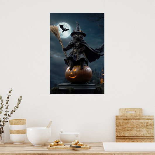 Halloween Hexenkatzenplakat Poster (Küche)