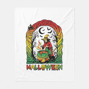 Halloween Hexenkessel Brauende Schwarze Katze Grus Fleecedecke