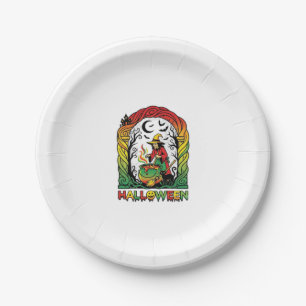 Halloween Hexenkessel Brauende Schwarze Katze Grus Pappteller