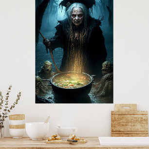 Halloween Hexenkessel mit Suppe Poster