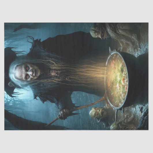 Halloween Hexenkessel mit Suppe Seidenpapier (Vorderseite)