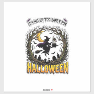 Halloween Hexenkessel Mond Friedhof Verdrehter Bau Aufkleber