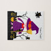 Halloween-Hexenkind macht Trick oder behandelt Puzzle (Horizontal)