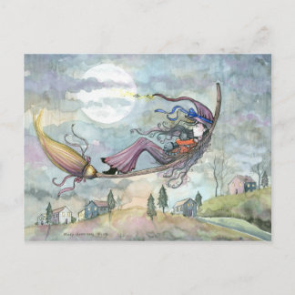 Halloween Hexenkkatze Postcard von Molly Harrison Postkarte