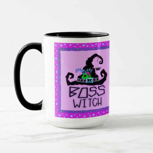 Halloween Hexenkopf Funny Lila anpassbar Tasse (Links)