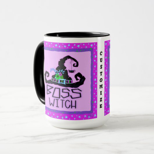 Halloween Hexenkopf Funny Lila anpassbar Tasse (Vorderseite Links)