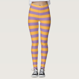 Halloween Hexenkraut Orange Lila gestreift Leggings
