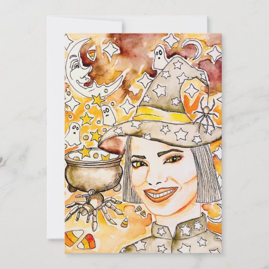 Halloween Hexenkunst Feiertagskarte (Vorderseite)