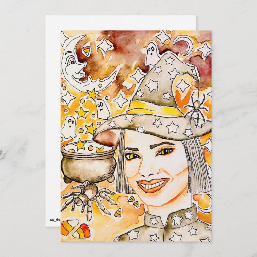Halloween Hexenkunst Feiertagskarte (Vorne/Hinten)