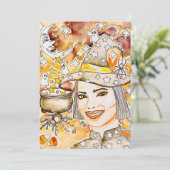 Halloween Hexenkunst Feiertagskarte (Stehend Vorderseite)