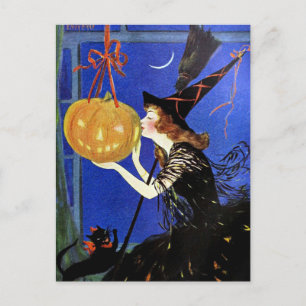 Halloween Hexenkunst Vintag Postkarte