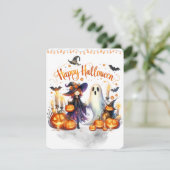 Halloween Hexenkunst Zauberburg Feiertagskarte (Stehend Vorderseite)