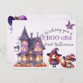 Halloween Hexenkunst Zauberburg Postkarte (Vorne/Hinten)