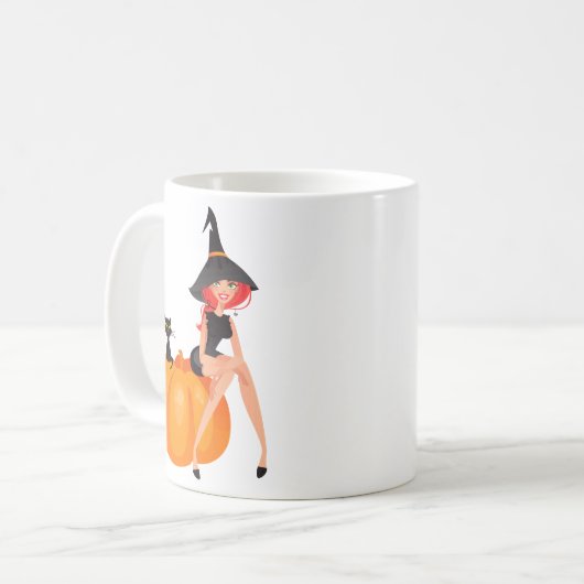 Halloween Hexenkürbis Kaffeetasse (Vorderseite Links)