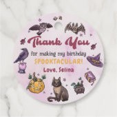 Halloween Hexenkürbis Katze Geburtstagsbegütertags Geschenkanhänger (Rückseite)