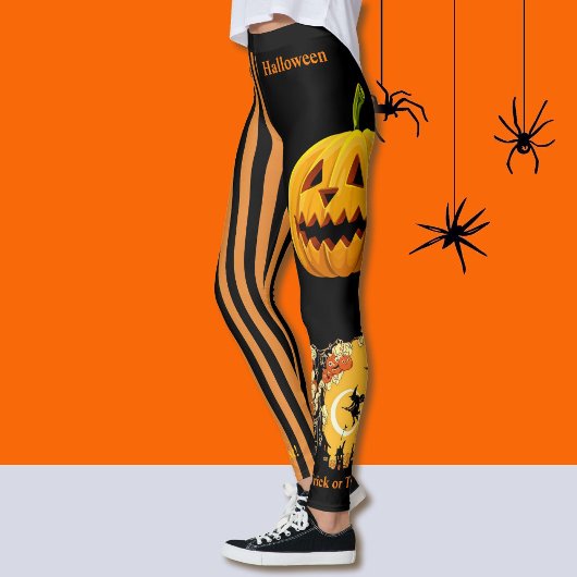 Halloween Hexenkürbis Leggings Black Pants