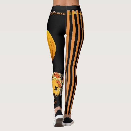 Halloween Hexenkürbis Leggings Black Pants (Rückseite)