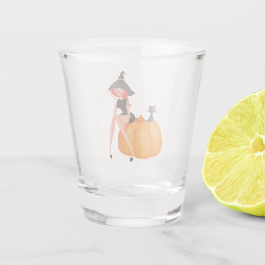 Halloween Hexenkürbis Schnapsglas (Rückseite)