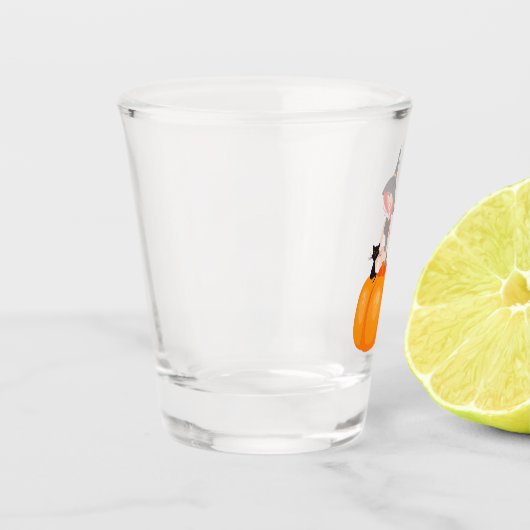 Halloween Hexenkürbis Schnapsglas (Links)