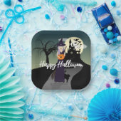 Halloween Hexenkürbis Schwarze Katze Dein Text Pappteller (Party)