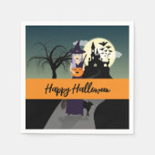 Halloween Hexenkürbis Schwarze Katze Dein Text Serviette (Vorderseite)