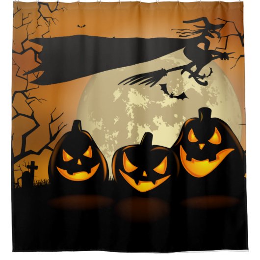 Halloween Hexenkürbis und Beängstigender Pumpkins Duschvorhang (Vorderseite)
