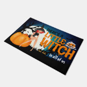 Halloween Hexenkürbiss und Schwarze Katze Fußmatte (Schrägansicht)