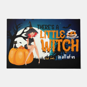 Halloween Hexenkürbiss und Schwarze Katze Fußmatte