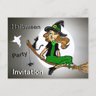 Halloween Hexenkust. Text-Party Einladung