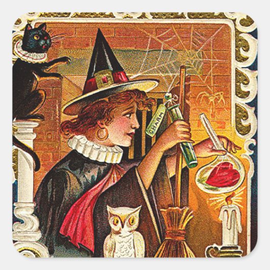 Halloween Hexenliebtrank Quadratischer Aufkleber (Vorderseite)